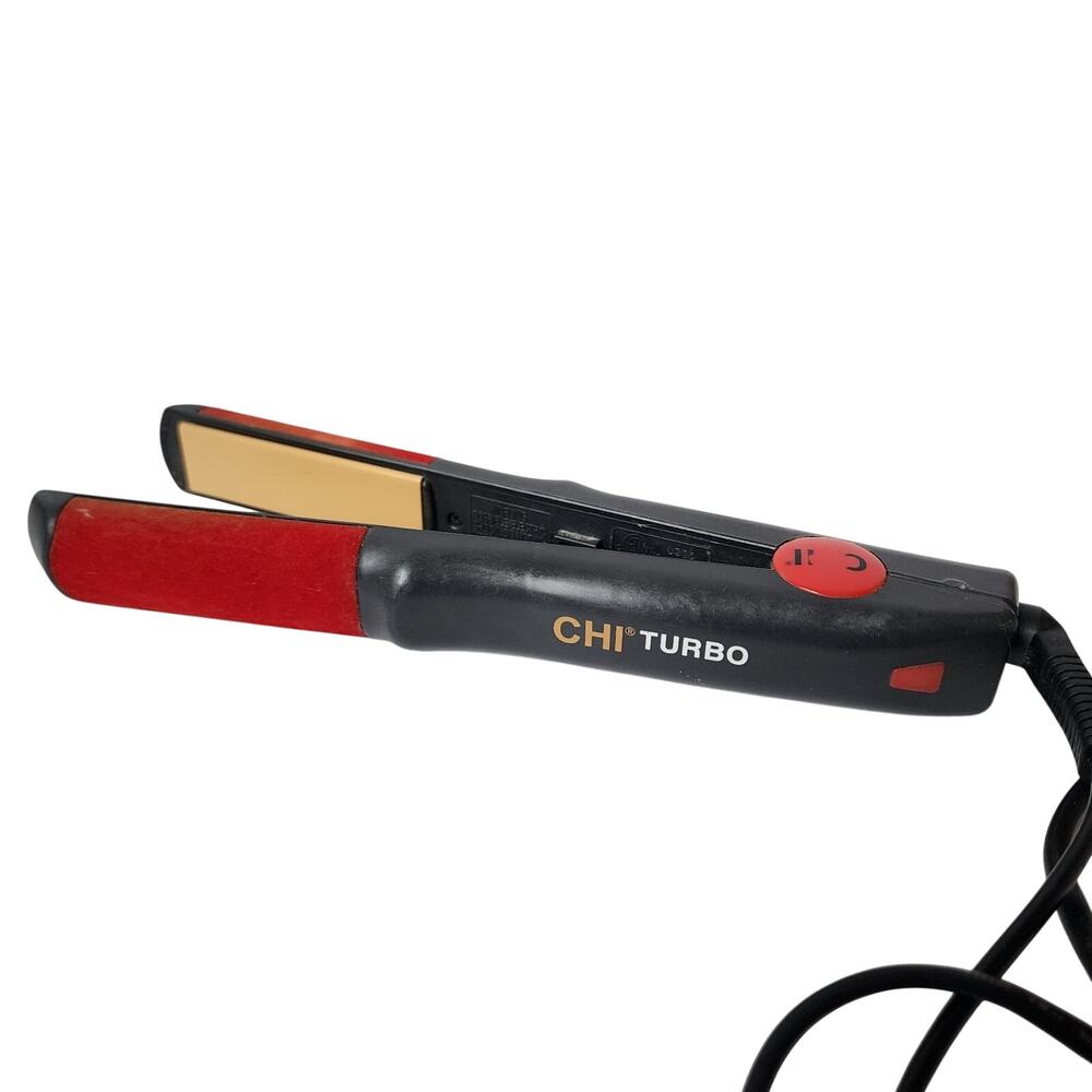 Chi Turbo Ceramic Professional Hair Straightener Flat Iron 1” Red GF1538